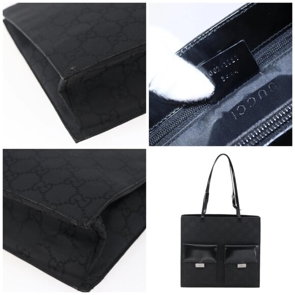 GUCCI GG Canvas Tote Bag Nylon Black Auth - Picture 12 of 15